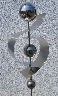 Produktbild von Skulptur Jupiter Kugel poliert Edelstahl 100 cm Beetstecker Gartenstecker