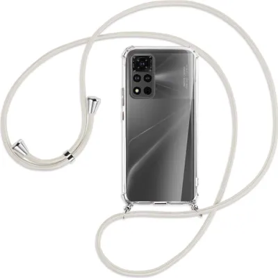 Produktbild von Handykette Backcover-Schutzhülle mit Band (Metall silberfarben) für Honor View 40 Pro (V40 Pro, 6.6'') - broken white