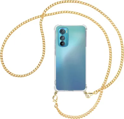 Produktbild von Handykette Backcover-Schutzhülle mit Band (Metall goldfarben) für Motorola Edge 30 5G - goldfarbene Kette