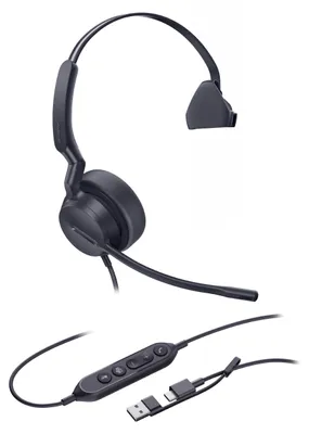 Image de Casque Yealink Mono Teams avec connexion USB-C/A, filaire, appels/musique, 20 - 20 000 Hz, 116 g, casque, noir