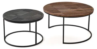 Produktbild von Tische Designer Luxus Beistelltisch Couchtische Tisch 2 tlg. Braun