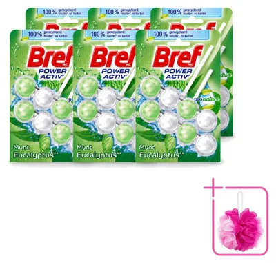 Produktbild von 6 x Bref ProNature Toiletblock - Minze & Eukalyptus - 50 g - Sparpackung - 6 Stücke