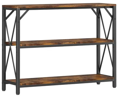Zdjęcie produktu dla Stolik wejściowy, wysokość 101,6 cm, 3-poziomowy, z miejscem do przechowywania, w rustykalnym, brązowym kolorze
