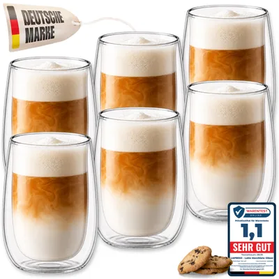 Produktbild von LAPRESO® Latte Macchiato Gläser Doppelwandig | Thermogläser Kaffeegläser Teegläser | Gläser Set 350 ml 6 Stück | Thermogläser Doppelwandig Kaffeetasse