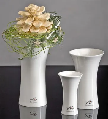 Produktbild von Sandra Rich Vase Tulip Porzellan 17cm Ø10,5cm weiß, Zylinderförmige Vase, Porzellan, Weiß, Glänzend, Weiß, Tisch