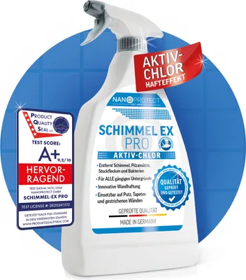 Produktbild von Nanoprotect Schimmel Ex Pro | 0,5 kg | Profi Schimmelentferner mit Hafteffekt für Wand, Fuge und Fensterdichtung | Anti Schimmelspray zum vollständigen Entfernen von Bakterien…