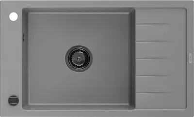 Produktbild von Mexen Elias Granitspüle mit einem Becken und einer Abtropffläche 795 x 480 mm, Grau, Siphon Schwarz - 6511791005-71-B