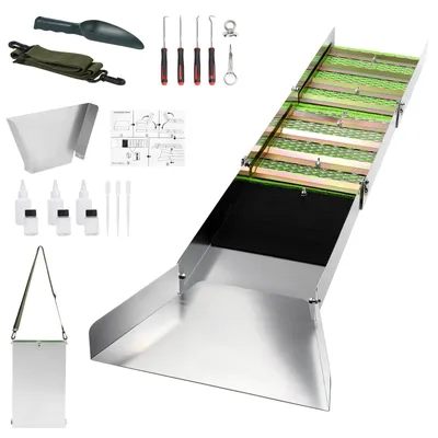 Produktbild von Goldwaschpfanne Goldwannenbecken Set, Goldwaschrinne Faltbar, 127 cm Aluminium Goldpfanne für den Goldabbau in Flüssen, Bächen, Goldwaschen und Schürf