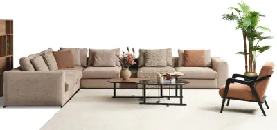 Immagine prodotto di Divano ad angolo a forma di L, grande, per soggiorno, color beige, moderno, divano imbottito