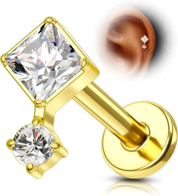 Imagen del producto de Piercing de titanio en forma de espiral, tipo "helix", con base plana y sin rosca, ideal para labios y orejas