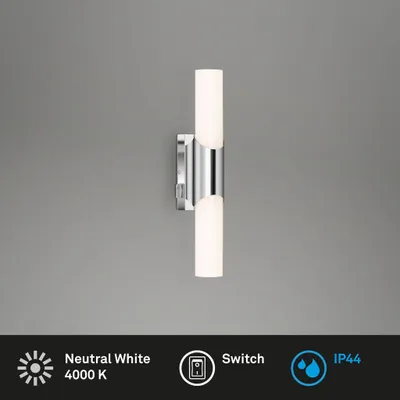 Immagine prodotto di BRILONER - Lampada a LED a specchio con interruttore, lampada a specchio da bagno, IP44, colore della luce bianco neutro, 6,5W, cromo, 32 cm