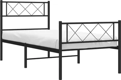 Produktbild von vidaXL Bettgestell mit Kopf- und Fußteil Metall Schwarz 100x200 cm