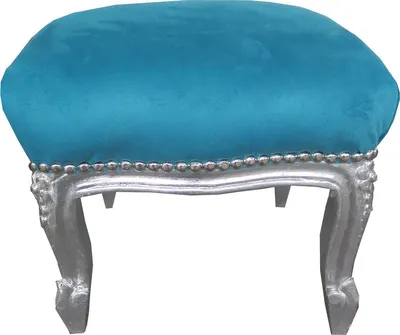 Produktbild von Casa Padrino Barock Fußhocker Blau / Silber - Antik Stil Möbel - Hocker