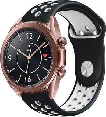 Produktbild von Strap-it Samsung Galaxy Watch 3 41mm Sportarmband (Schwarz/Weiß)