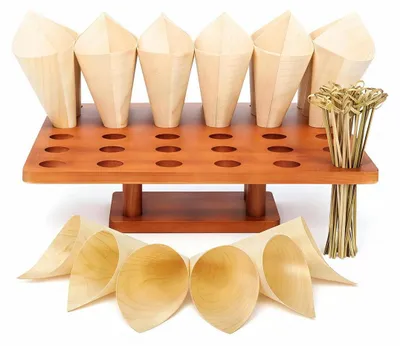 Produktbild von Eistütenhalter, Waffelhalter aus Holz 36-fach, 33×33 cm, Dessert & Fingerfood Präsentation