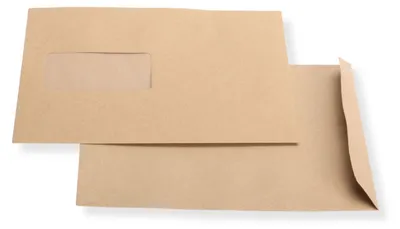 Produktbild von Versandtaschen DIN C5 braun mit Fenster haftklebend 750 Stück