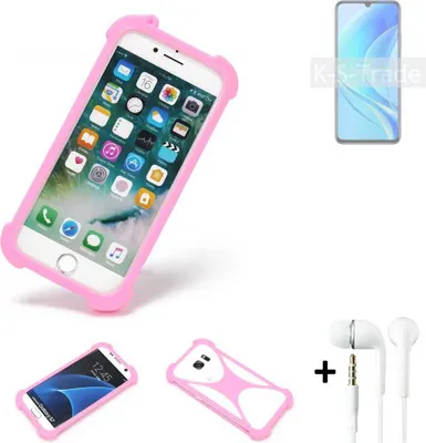 Produktbild von K-S-Trade Bumper + Kopfhörer kompatibel mit Huawei Enjoy 50 Handy Hülle Schutzhülle Silikon Schutz Hülle Cover Case Silikoncase Silikonbumper TPU