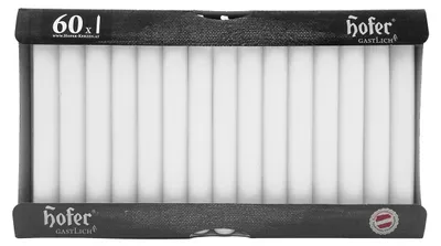 Tafelkerzen 60 Stück, weiß, 21,5x180 mm, Brenndauer 5 h