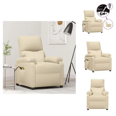 Obrázok produktu pre vidaXL Masážne kreslo Electric Cream Fabric - Masážne kreslo