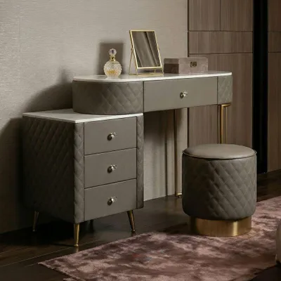 Immagine prodotto di Toeletta in pcv gragia completa di pouff cm 120x40x75 pouff ø cm 36x39