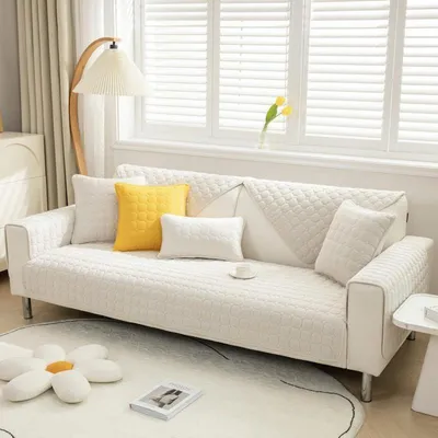 Immagine prodotto di Copridivano in velluto a coste, antiscivolo, per divani a 2-4 posti, beige e bianco, 90x120 cm, 1 pezzo