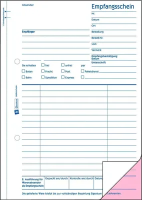 Produktbild von Formularbuch Lieferschein A5 VE=10x2x50 Blatt