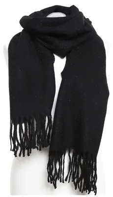 Productafbeelding van Moraj dames sjaal, zwart, warm, klassiek met franjes