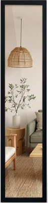 Produktbild von Standspiegel, Ganzkörperspiegel, Dekospiegel – 36x156 cm – mit schwarzem Rahmen, freistehend, modern & minimalistisch; stilvoll für Schlafzimmer, Flur & Ankleidezimmer; hochwertiges Design