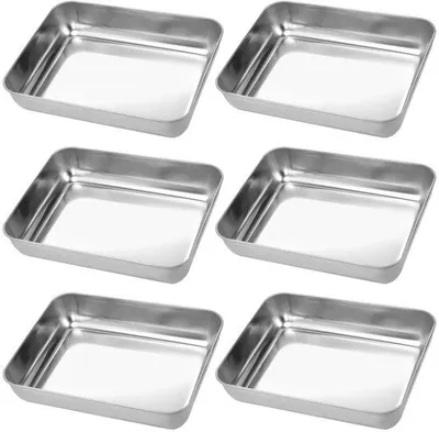 Productafbeelding van 6 Stuks Cakevormen - Rectangulaire Bakblikken 19.5 x 25.5 cm