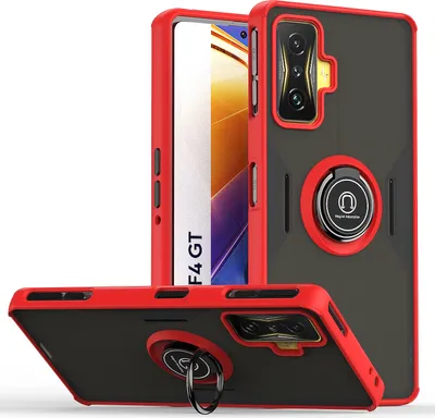 Produktbild von Redmi K50 Gaming Hülle, Ring Halter Ständer Matte Transluzent TPU Rahmen Stoßfest Schutzhülle für Xiaomi Redmi K50 Gaming Rot
