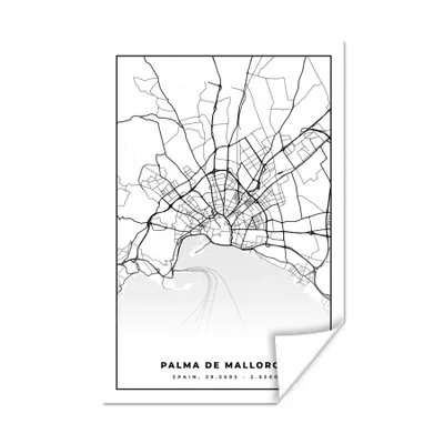 Produktbild von MuchoWow® Poster Mallorca - Stadtplan - Karte - Schwarz und weiß - Karte 40x60 cm - Plakate für die Wand - Poster Babyzimmer