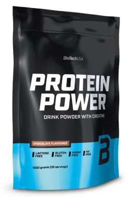 Immagine prodotto di BioTech USA Protein Power 1000 g cioccolato / Proteine multi-ingrediente (giornaliere) / Eccellente proteina multi-ingrediente aromatizzata arricchita con creatina micronizzata