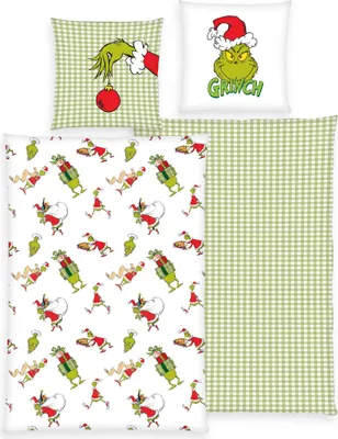 Produktbild von HERDING Grinch Bettwäsche-Set 'Merry Grinchmas' - 80-x-80-cm-135-x-200-cm, Deckenbezug im Lieferumfang enthalten, Kissenbezug enthalten