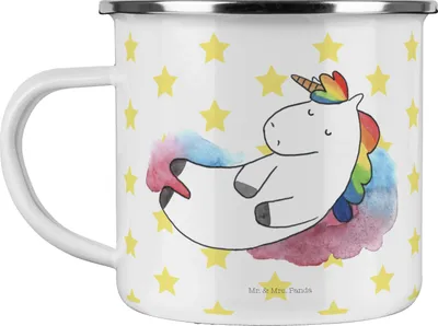 Produktbild von Mr. & Mrs. Panda Teetasse Einhorn Wolke 7 - Weiß - Geschenk, Menschen, Reisebecher, Unicorn, Pott, Lustig, Haferl, Kaffeepott, becher emaille, Einhörner