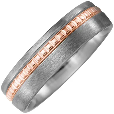 Produktbild von Ring Titanring Partnerring aus Titan mattiert Goldstreifen aus 750 Gold Rotgold Innenumfang 66mm Ø21.0mm
