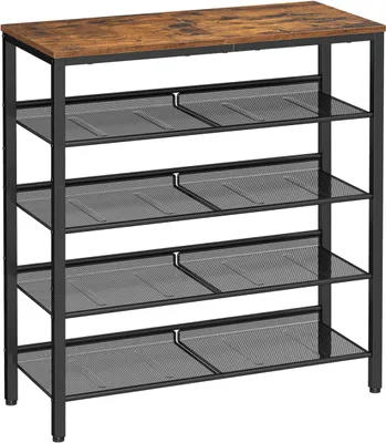Immagine prodotto di VASAGLE Scarpiera industriale in metallo marrone, scaffale 4 ripiani 75x28x93cm