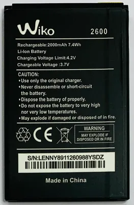 Produktbild von Akku Batterie Wiko 2600 für Wiko Sunny 3 2000mAh