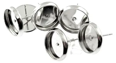 Produktbild von Vintageparts Ohrstecker silberfarben platiniert für 10 mm Cabochon, 10 Stück