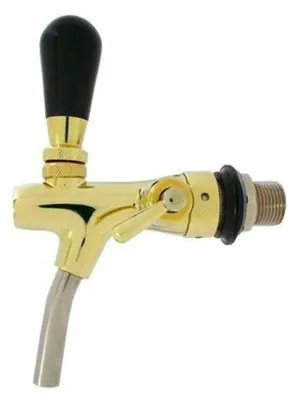 Immagine prodotto di Rubinetto birra, rubinetto spillatore birra - con compensatore, autochiusura, placcato oro, versione 7 mm, lunghezza filettatura: 55 mm