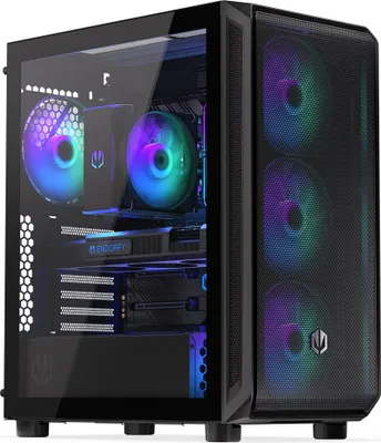 A computer case with RGB lighting.