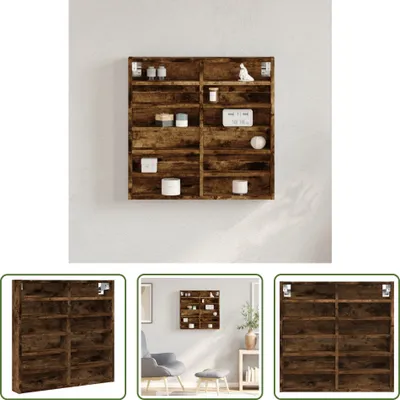Obrázok produktu pre The Living Store Vitrína z dymového duba 60x8,5x58 cm Materiál na báze dreva