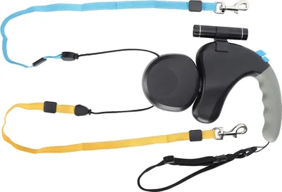 Immagine prodotto di Corda doppia per la guida di due cani, guinzaglio a doppio senso con luce LED (nero)