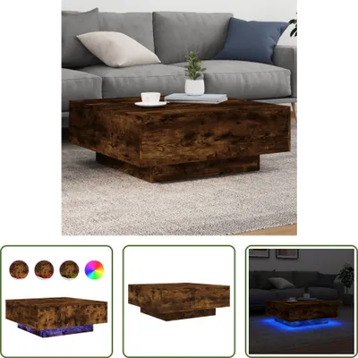 Immagine prodotto di The Living Store tavolino con luci LED rovere fumé 80x80x31 cm