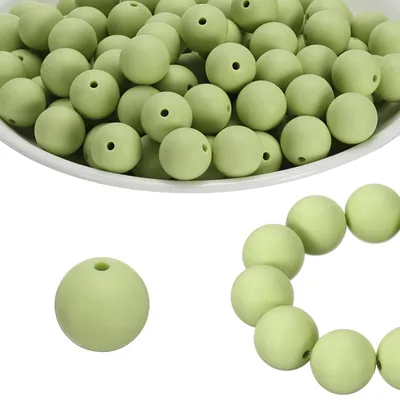 100 Silikonperlen grün 15 mm rund für DIY-Basteln
