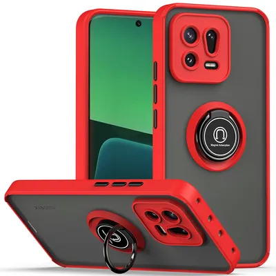 Immagine prodotto di Custodia per Xiaomi 13 Pro opaca traslucida in TPU con supporto ad anello e supporto Rosso