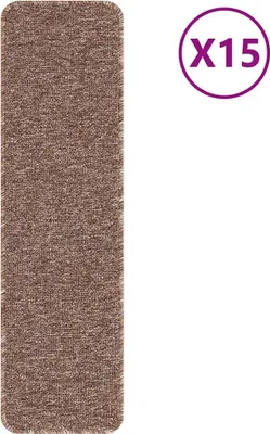 Image de vidaXL Tapis d'escalier antidérapant 15 pcs Marron 75 x 20 cm PP