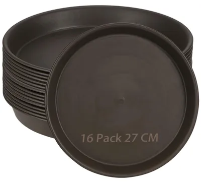 Image de Bacs de plantation de 27 cm - Lot de 16 - Bacs ronds de récupération d'eau - Plastique renforcé - Durables - Adaptés pour l'intérieur et l'extérieur - Bacs de récupération d'eau
