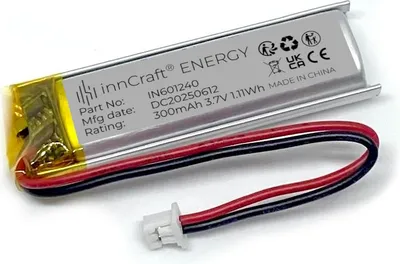 Immagine prodotto di Batteria ai polimeri di litio innCraft Energy 300mAh 3,7V, 40x12x6 Modello 601240 2P Connettore Molex 51021-020 1,25mm