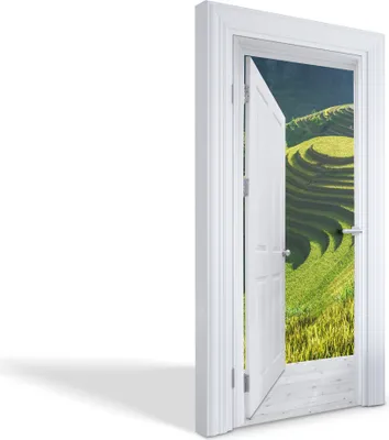 Produktbild von Türdeko Aufkleber Selbstklebende Wandsticker Personalisiert - Die Tür zur Natur - 95 x 205 cm