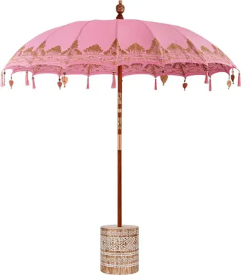 Immagine prodotto di vidaXL Ombrellone balinese con base Rosa 215 x 215 x 260 cm